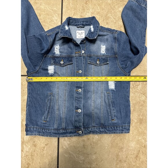 Love Tree Women’s Denim Jacket 2X Distressed Medium Blue Wash - Picture 8 of 11